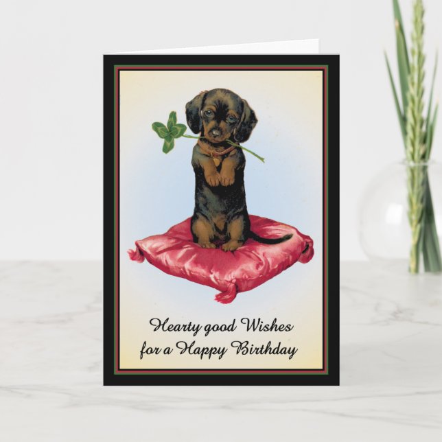 Happy Birthday Card with Cute Dachshund (Front)