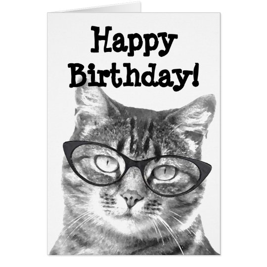 happy birthday card with funny cat design zazzlecom