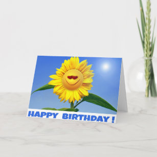 Happy Birthday Card with funny Sunflower