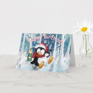 Happy Birthday Card with Happy Penguin