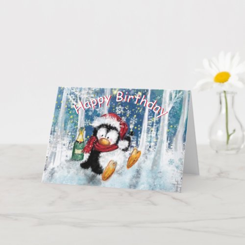 Happy Birthday Card with Happy Penguin