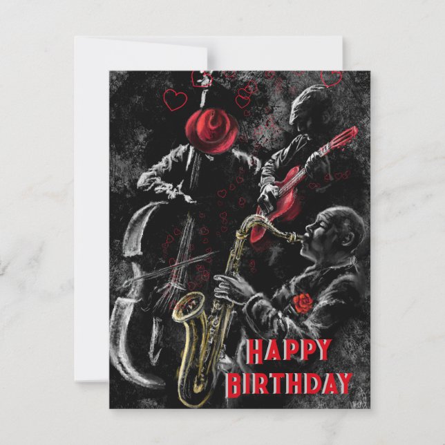 Happy Birthday Card with Jazz Band (Front)