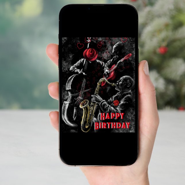 Happy Birthday Card with Jazz Band (Front Digital)