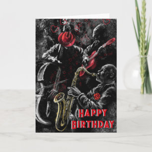 Happy Birthday Card with Jazz Music Band