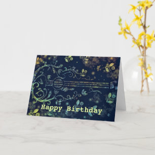 Happy Birthday Card with Musical Guitar Flowers