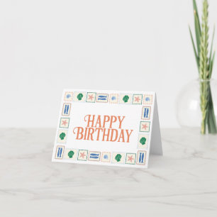 Happy Birthday Card with Seashell Border Coastal