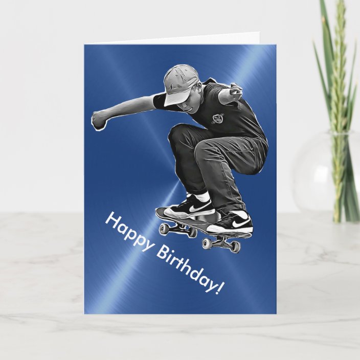 Happy Birthday Card With Skateboard Graphics