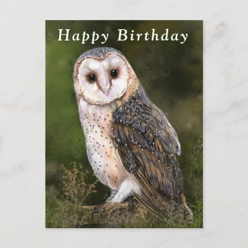 Happy Birthday Card with Western Barn Owl