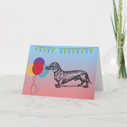 Happy Birthday Card with Wiener Dog