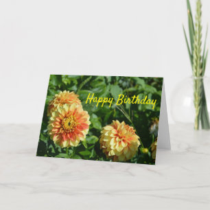 Happy birthday card with yellow dahlias