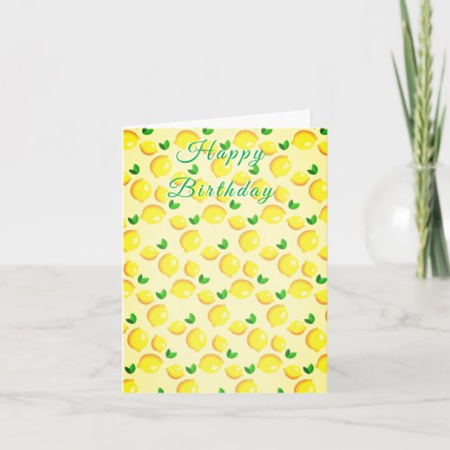 Happy Birthday Card Yellow Lemons