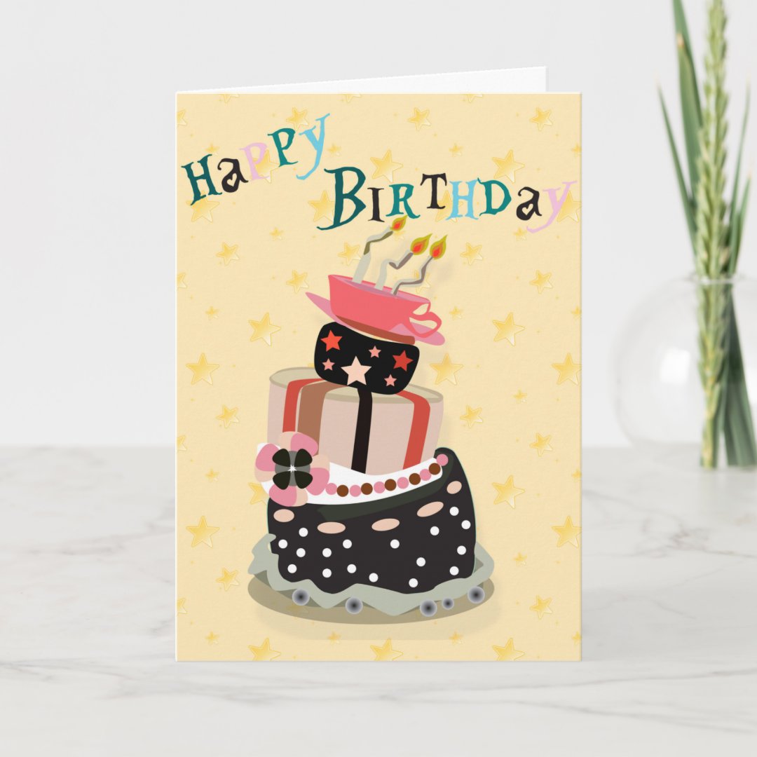 Happy Birthday Cards Cake Stack | Zazzle