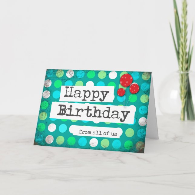 happy birthday cards red blue corporate business (Front)