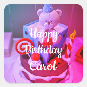 Happy Birthday Carol Square Sticker