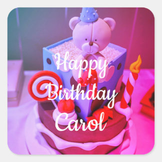 Happy Birthday Carol Square Sticker