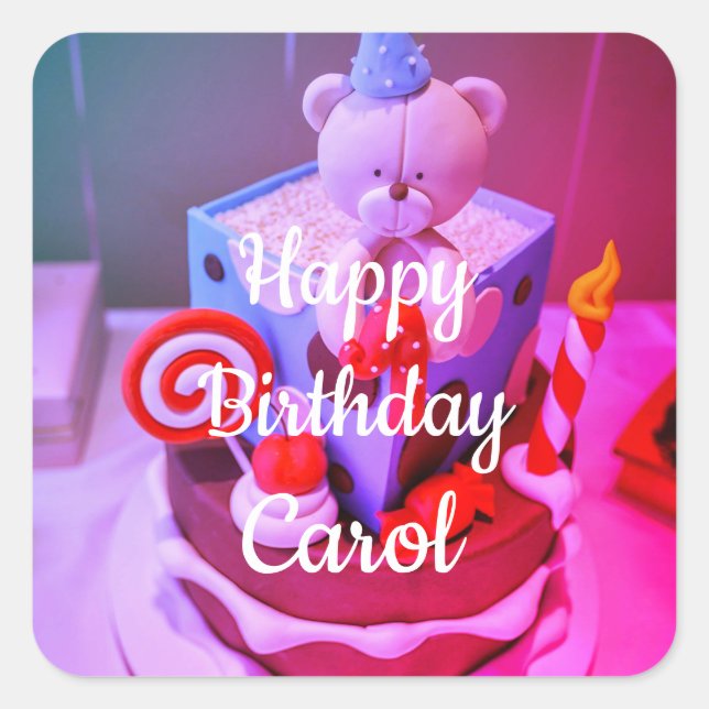 Happy Birthday Carol Square Sticker (Front)
