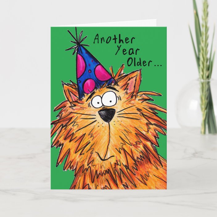 Happy Birthday Cartoon Cat Crazy Cat Lady Card | Zazzle.com