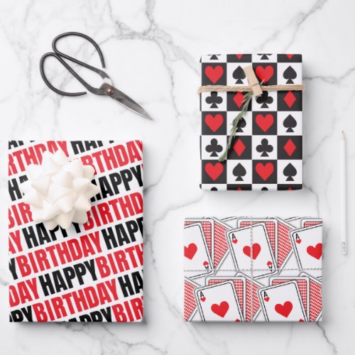 Happy Birthday Casino Gift Wrapping Paper Sheets