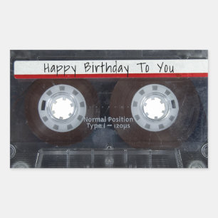 Happy Birthday Cassette Tape Rectangular Sticker