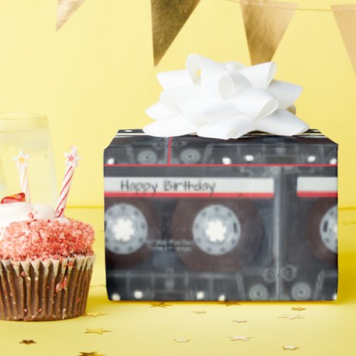 Happy Birthday Cassette Tape Wrapping Paper