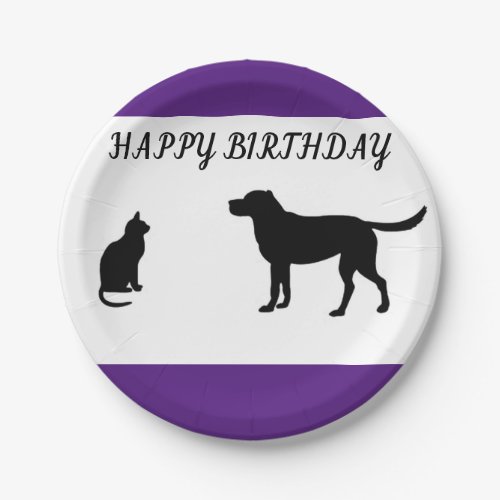 Happy birthday cat and dog party plates