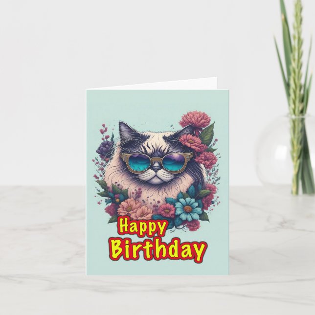 Happy Birthday Cat Card (Front)