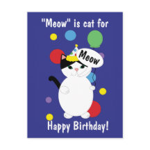 Happy Birthday Cat Colorful Funny Meow Personalize
