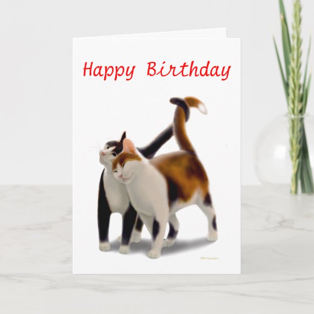 Happy Birthday Cat Friends Card (Front)