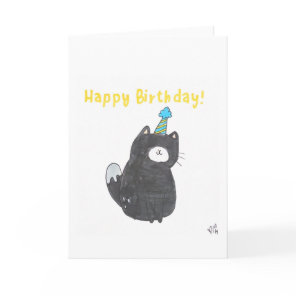 Happy Birthday Cat in Party Hat 1 Card