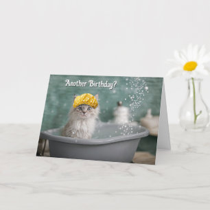 Happy Birthday Cat Kitten in a Bubble Bath Tub Card