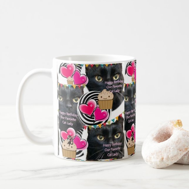 Happy Birthday Cat Lady Mug (With Donut)