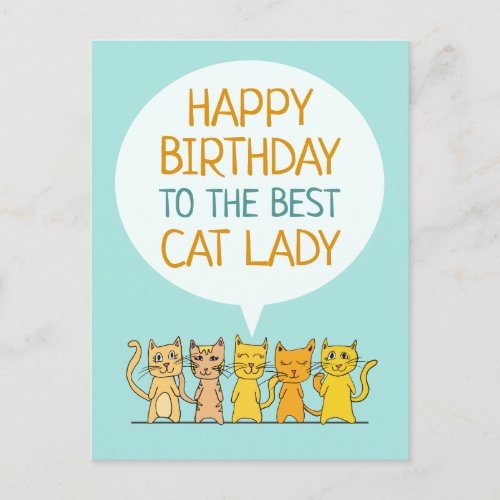 Happy Birthday Cat Lady Postcard