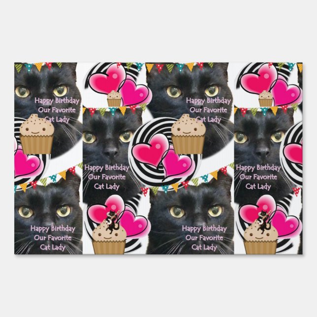 Happy Birthday Cat Lady Yard Sign  (Front)