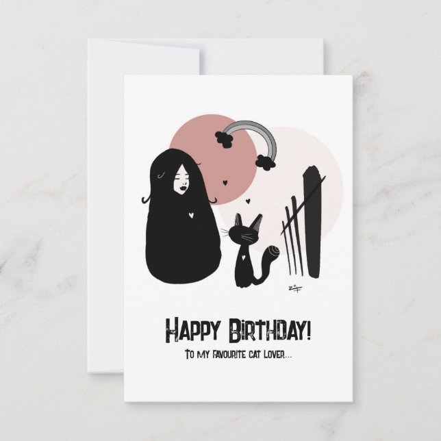 Happy Birthday Cat Lover Card in Pink (Front)