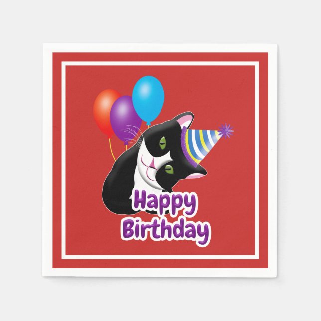 Happy Birthday Cat Napkins (Front)