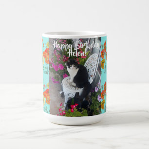 Happy Birthday Cat Orange Poppy Womans Name Mug