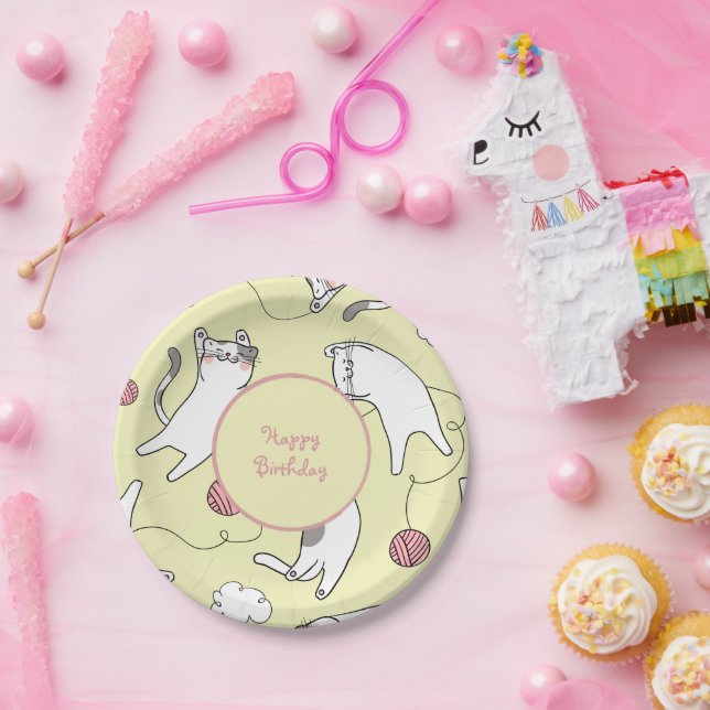 Happy Birthday Cat Paper Plates (Party)