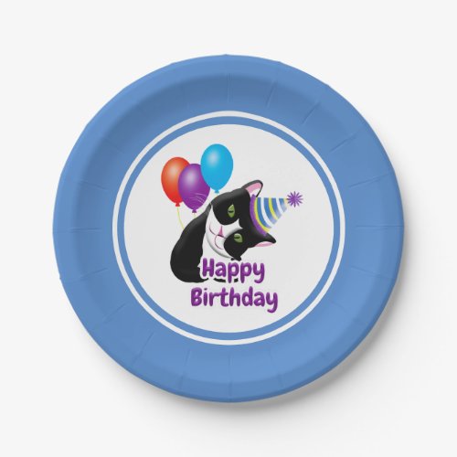 Happy Birthday Cat Paper Plates