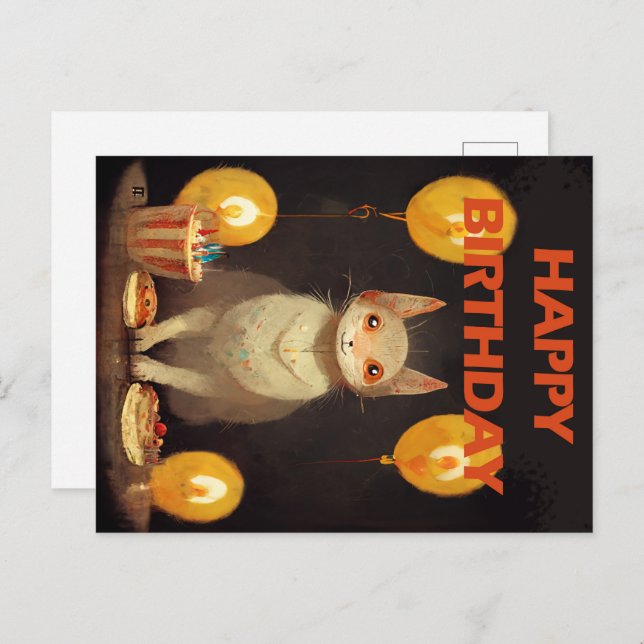 Happy Birthday! - cat party Postcard (Front/Back)