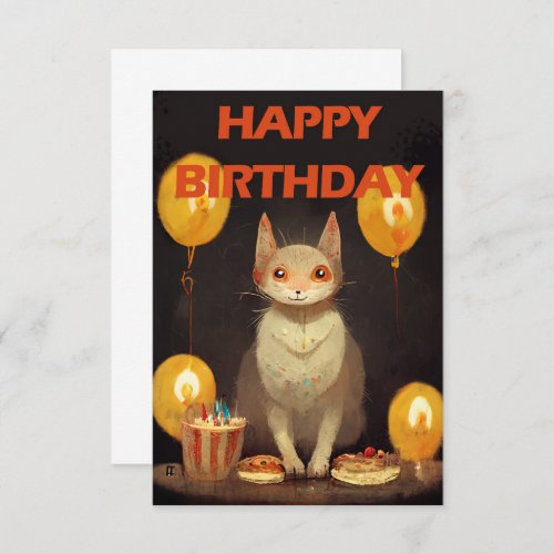 Happy Birthday _ cat party RSVP Card