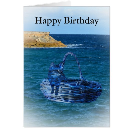 Happy Birthday, Cat Sea Adventure Sm Greeting Card (Front)