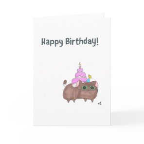 Happy Birthday Cat with Cake Card