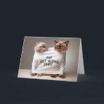 Happy Birthday Cats For Sister Card<br><div class="desc">Two Persian cats are humorously squeezed into a single white shirt that reads "OUR GET ALONG SHIRT with disgruntled expressions on their faces.
Can be used for any sibling's birthday.
Text is editable.</div>