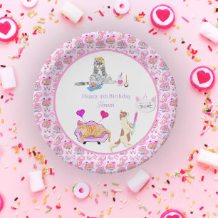 Happy Birthday Cats Have A Party Name Paper Plates