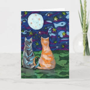 Happy Birthday Cats In Moonlight Card