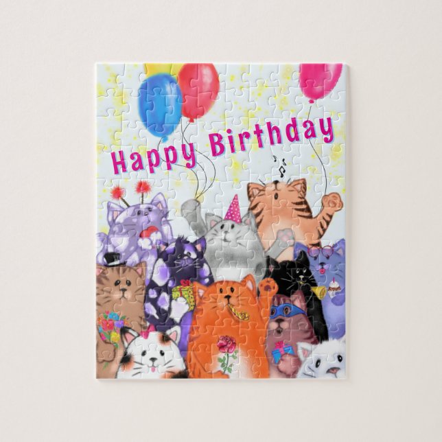 Happy Birthday Cats Puzzle (Vertical)