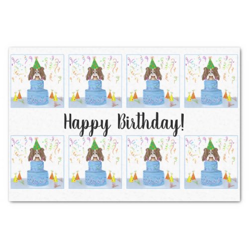 Happy Birthday Cavalier King Charles Spaniel Cake Tissue Paper