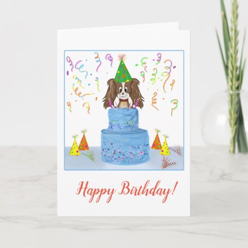 Happy Birthday Cavalier King Charles With Cake Card