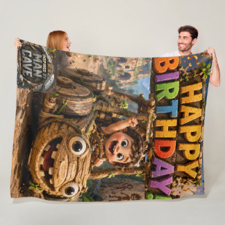 Happy birthday cave baby large fleece blanket