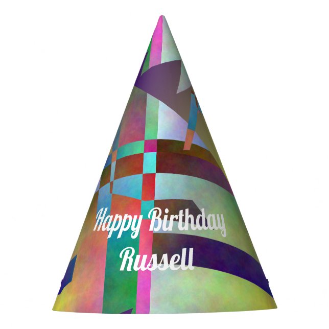 Happy Birthday Celebration Abstract Pattern Party Hat (Front)